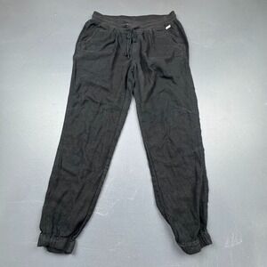 Roxy Linen Pants Women's Small Drawstring Waist Lightweight Black Casual Boho